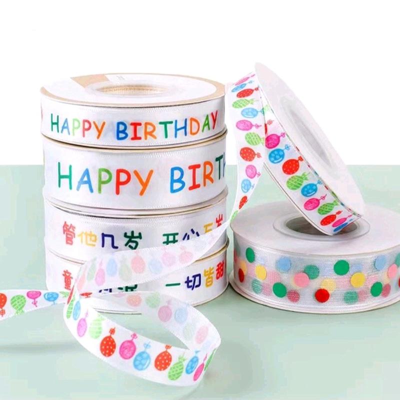 Pita satin motif HAPPY BIRTHDAY ULANG TAHUN anak- Pita untuk ultah anak 1