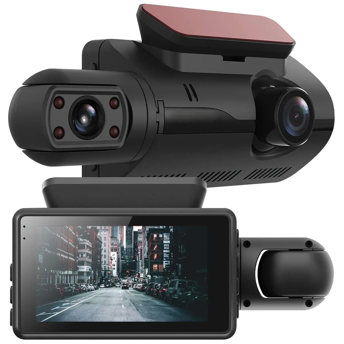 1080P Car Dashboard Camera, 1 Count Car DVR3" Lens Driving Recorder With 2 Lens & Night Vision & 32G Memory Card, Video Surveillance