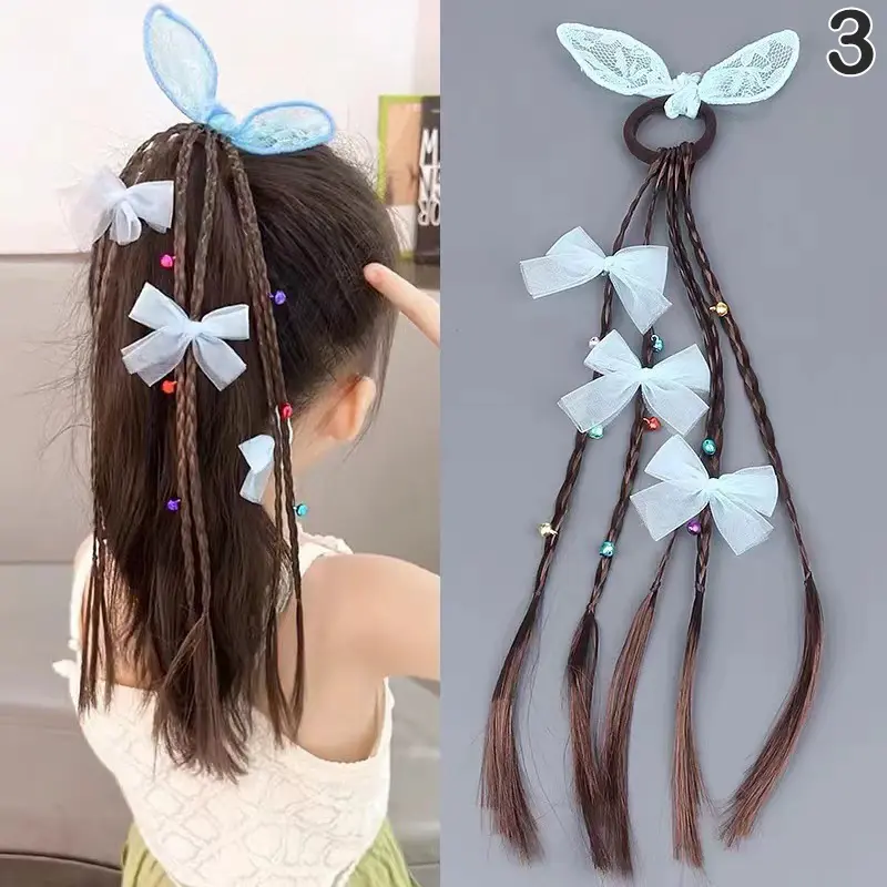 Tóc Giả Tai Thỏ Nơ Cho Trẻ Em, Tóc Đuôi Ngựa Dreadlocks, Dây Buộc Tóc Đuôi Ngựa, Tóc Bện Đầy Màu Sắc, Thích Hợp Cho Trẻ Em 7