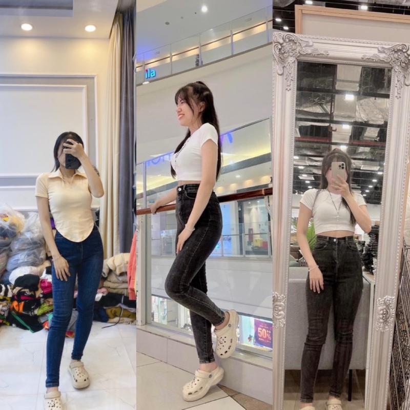 [ Xả kho ] Quần Jean Nữ  (Trơn ) Dáng Ôm Co Giãn Lưng Quần Siêu Cao Qua Rốn Bigsize ( 40 _ 57kg )