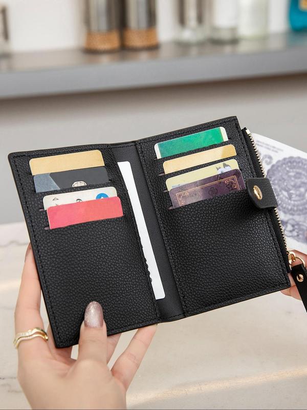 Women's Simple Plain Color Zipper Coin Purse, Casual Versatile Small Pu Card Holder, Simple All-match Purse for Daily Used 6