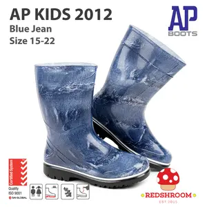 Sepatu Boot Anak AP BOOTS 2012 BLUE JEAN - Sepatu Boot Karet Jeans Kaki Motif Fashion
