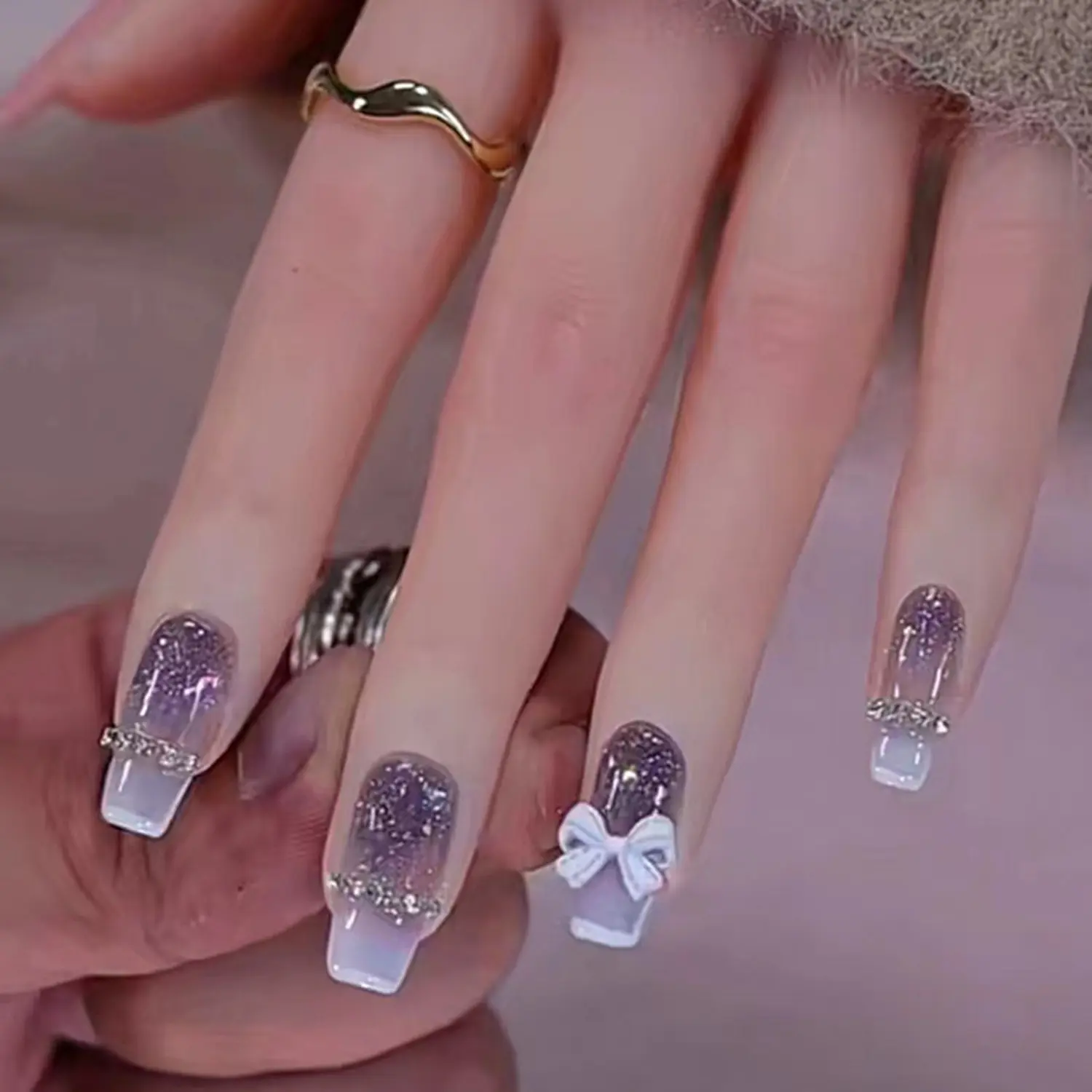 COD Kuku Palsu nail art aesthetic dan lem wisuda 24pcs tangan D581 Polish