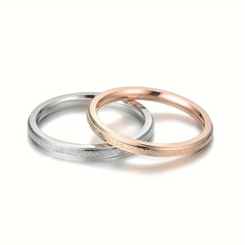 A Classic And Simple Personalized Ring For Women With A 2mm Wide Stainless Steel Band And Pearl Sand. 6