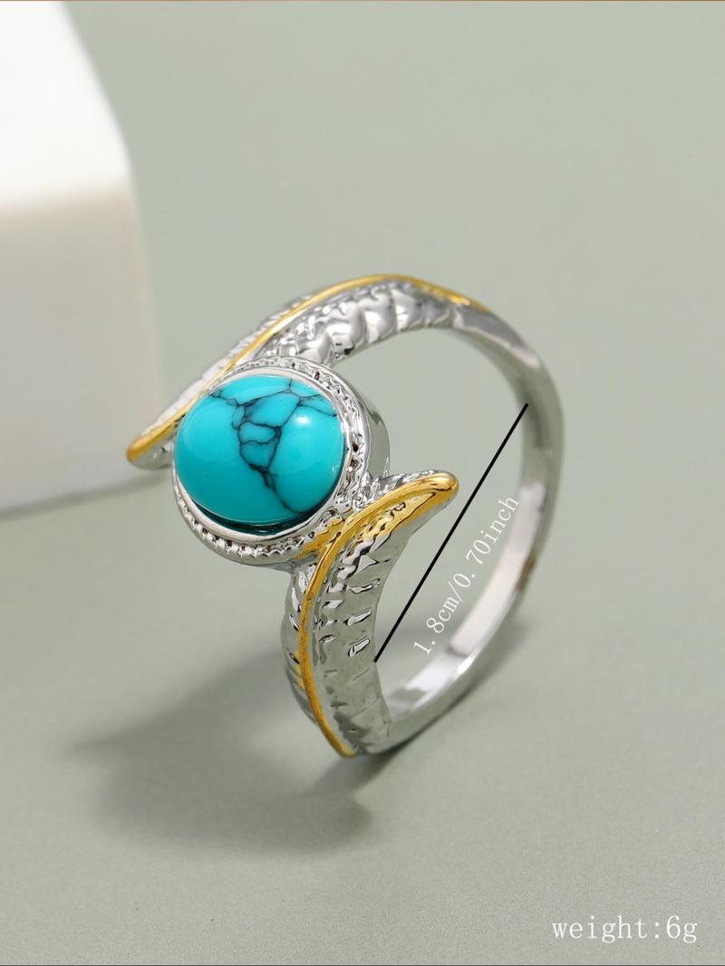 Product Introduction of Fashion Turquoise Decorated Ring, Unisex Vintage Style Ring, Fashion Jewelry for Party, Daily Clothing Decor, Trendy All-match & Exquisite Jewelry for Birthday Gift 1