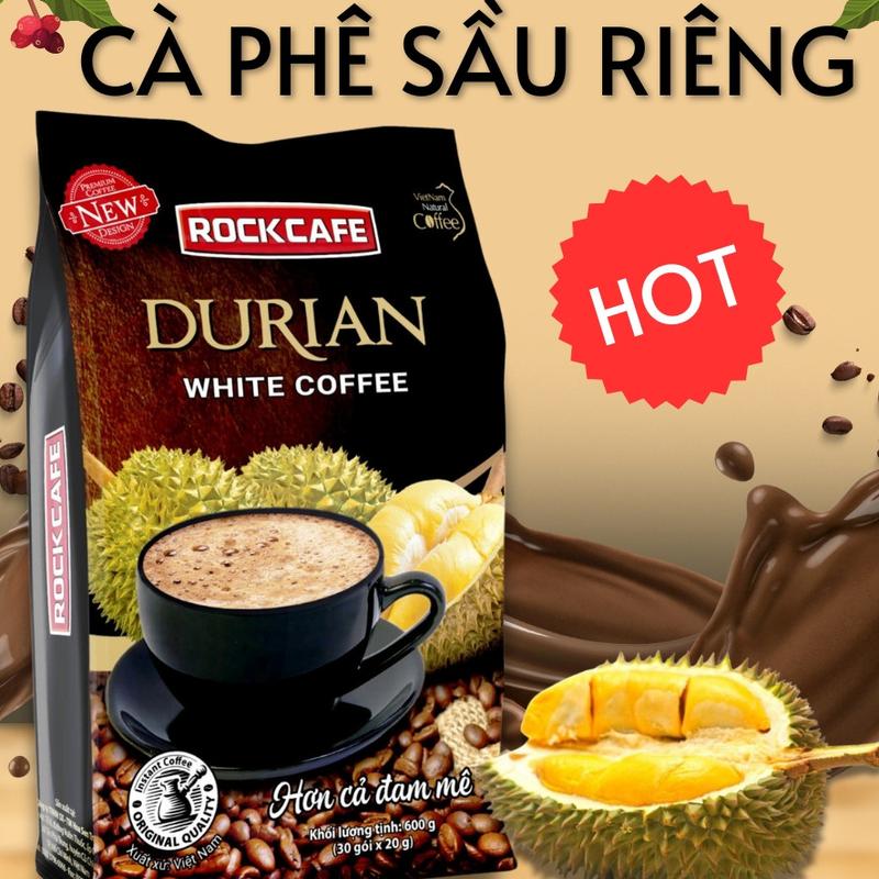Cà Phê SẦU RIÊNG Rockcafe Túi 30 gói x 20 g - Rock cafe Vị Sầu Riêng Mẫu Mới - White Coffee