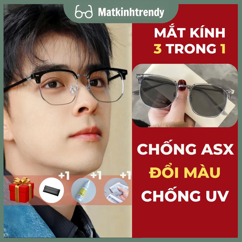 MÃ X12 - KÍNH ĐỔI MÀU DƯỚI NẮNG KIỂU CLUBMASTER Titan Women Kính Mắt NAM Nữ Chống Nắng