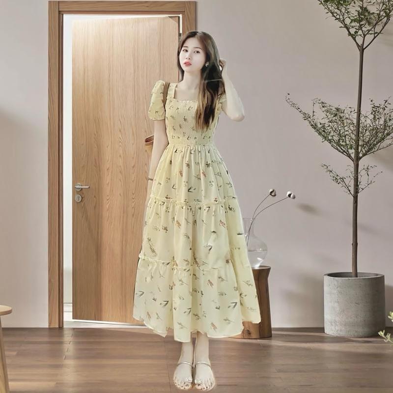 Đầm Maxi Xoè Bo Chun Vải Chéo Hàn (Hình Thật) Dress Nữ Women 0