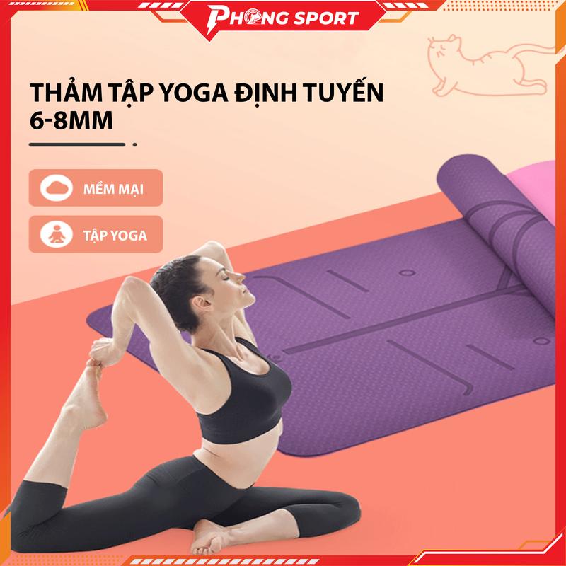Thảm tập gym yoga định tuyến chất liệu tpe cao cấp, chống trượt, dày 6mm-8mm, không kèm túi Tập Yoga