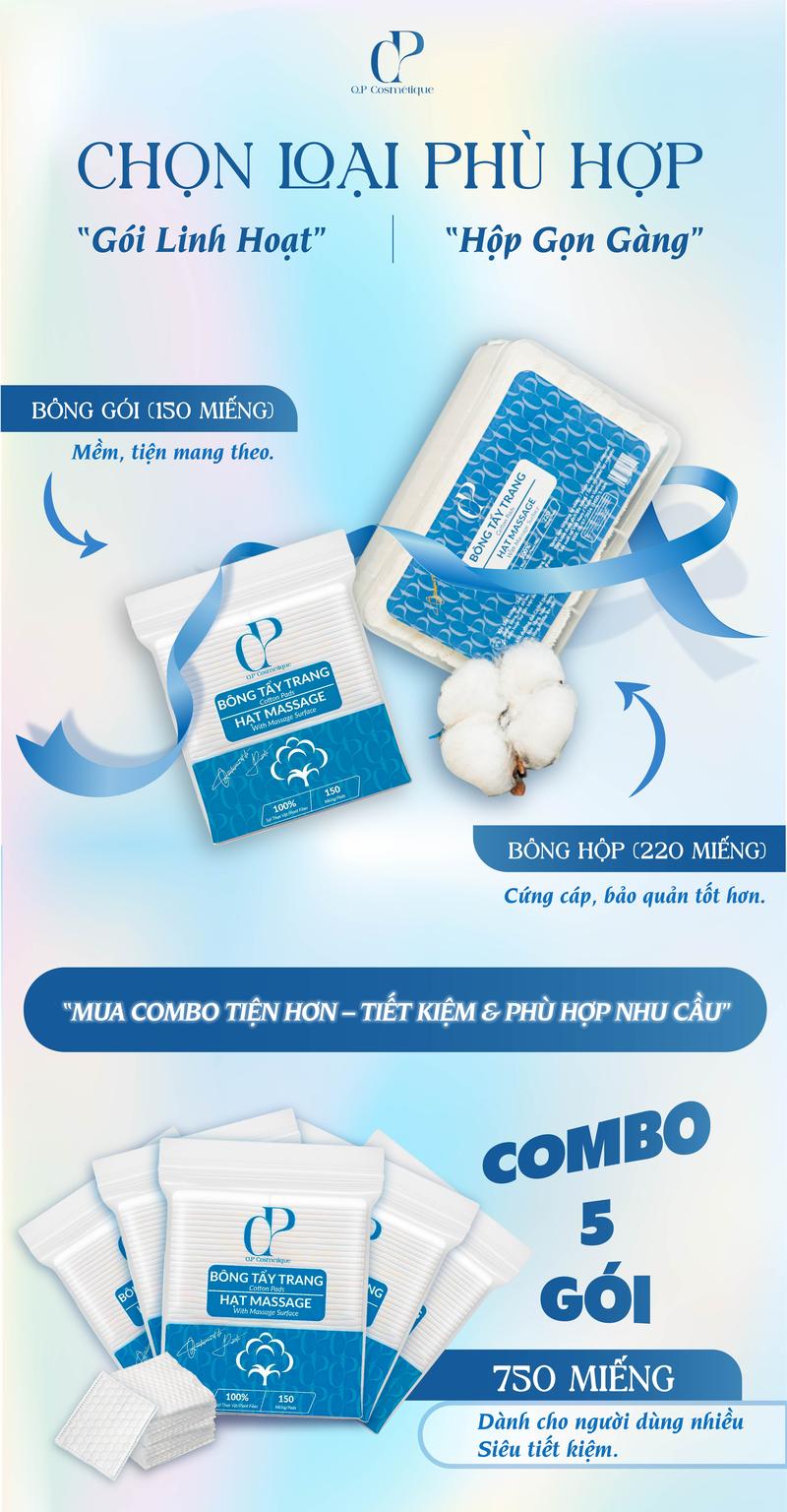 Product Introduction of Combo Bông Tẩy Trang Ép Định Hình Q.P Cosmétique Không Xơ Rách, Hạt Massage Sạch Sâu 28