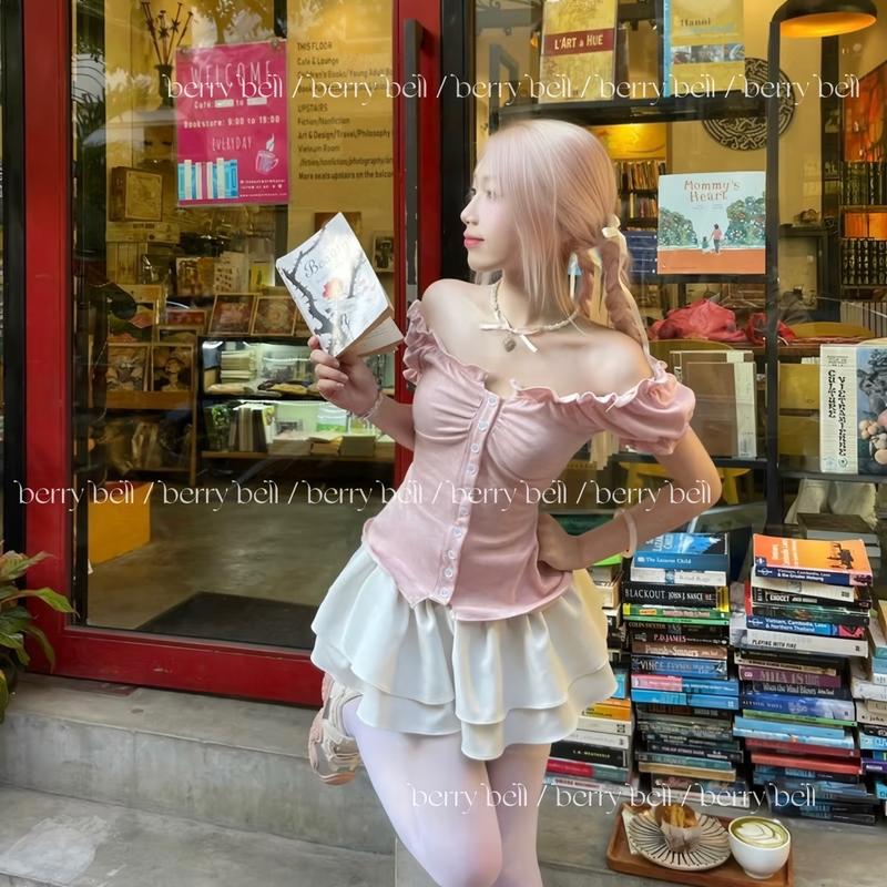 Áo trễ vai kiểu có dây thắt eo