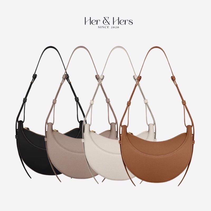 Túi xách nữ dáng bán nguyệt Filex Bag da Tago lớp bề mặt sz 24.5cm - HER & HERS lót Nhung