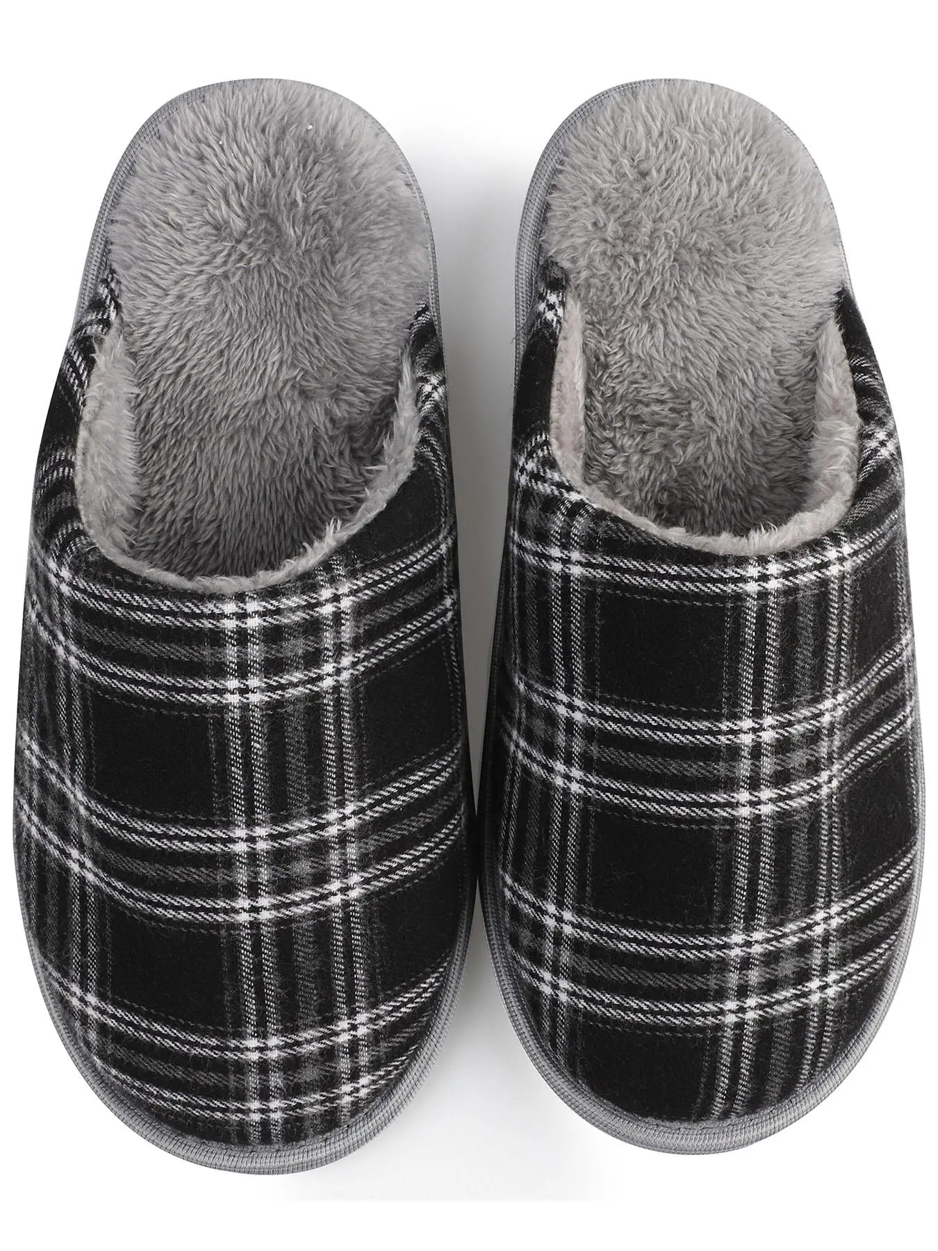Men's Plaid Pattern Plush Lining Slippers, Casual Soft Comfortable Home Slippers, Warm Non-slip Slippers for Indoor & Outdoor Use for All Seasons, Footwear