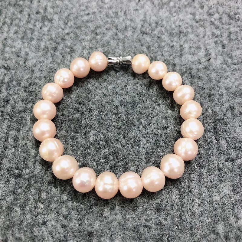 Vòng tay trai nuôi nước ngọt 8ly màu Trắng, Cam, Hồng, Xanh lá, Xanh lông công 0