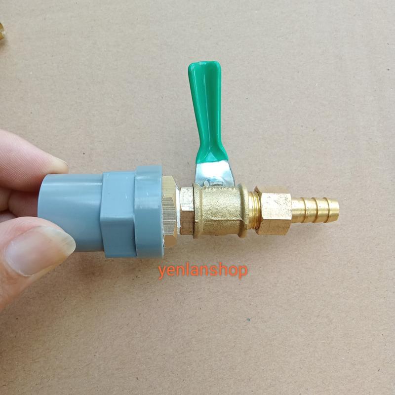  Đầu nối ống nhựa pvc phi 21mm có khóa ra đuôi chuột 8mm lắp ống mềm  loại đẹp  