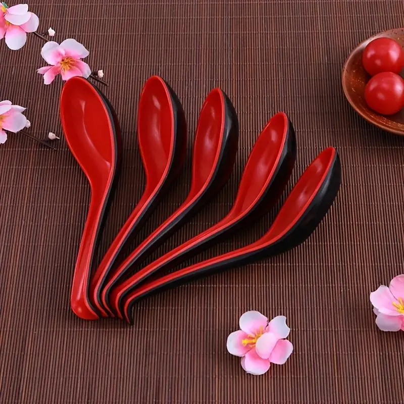 Japanese Style Soup Spoon, 5 Counts/set Multifunctional Porridge Spoon, Durable Kitchen Utensils for Home Restaurant Use