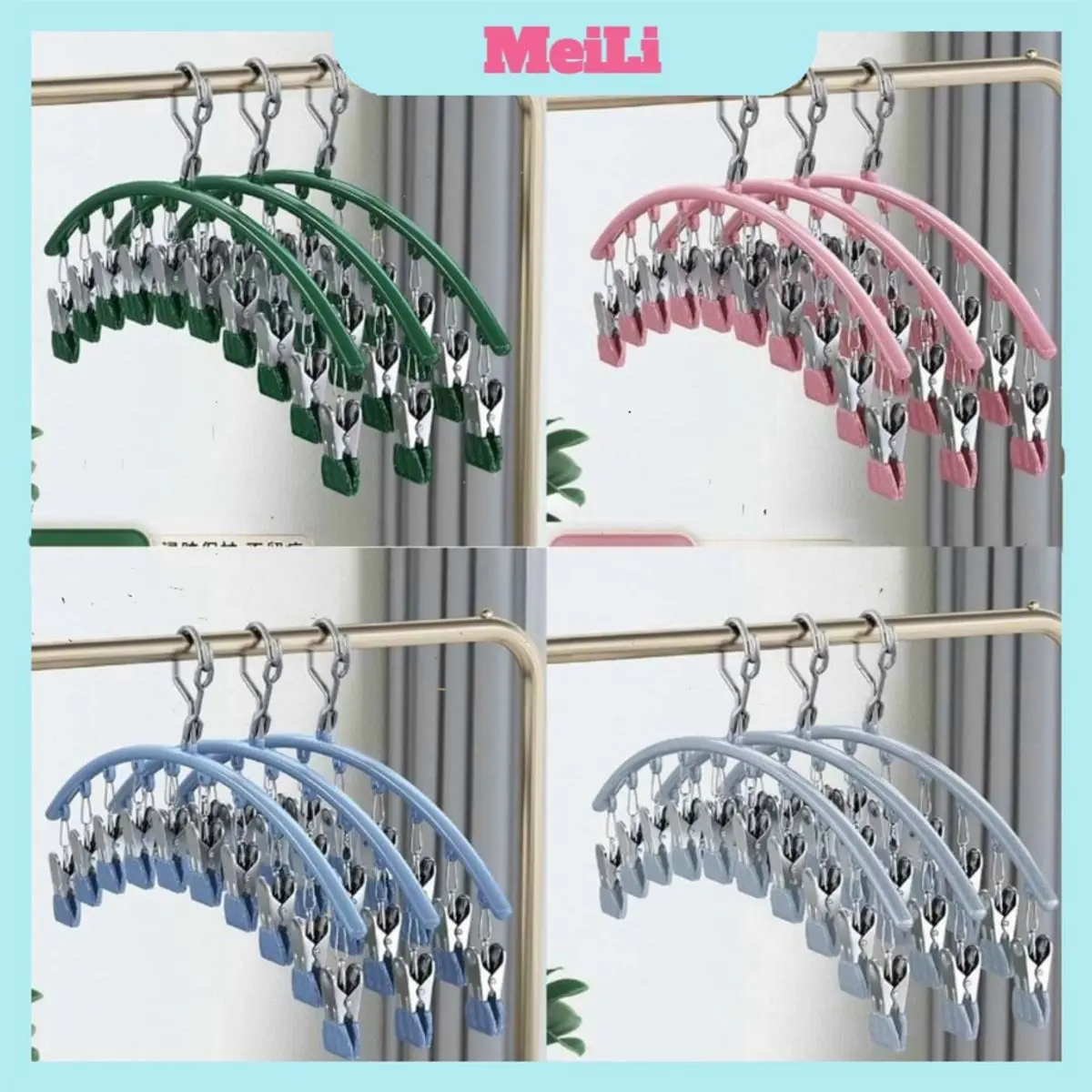 Móc Treo Đồ Lót 10 kẹp 🌸FREESHIP🌸Móc phơi treo đồ đa năng Treo Tất, Quần Áo Trẻ Nhỏ Có Khóa Chống Gió, Chống Trượ