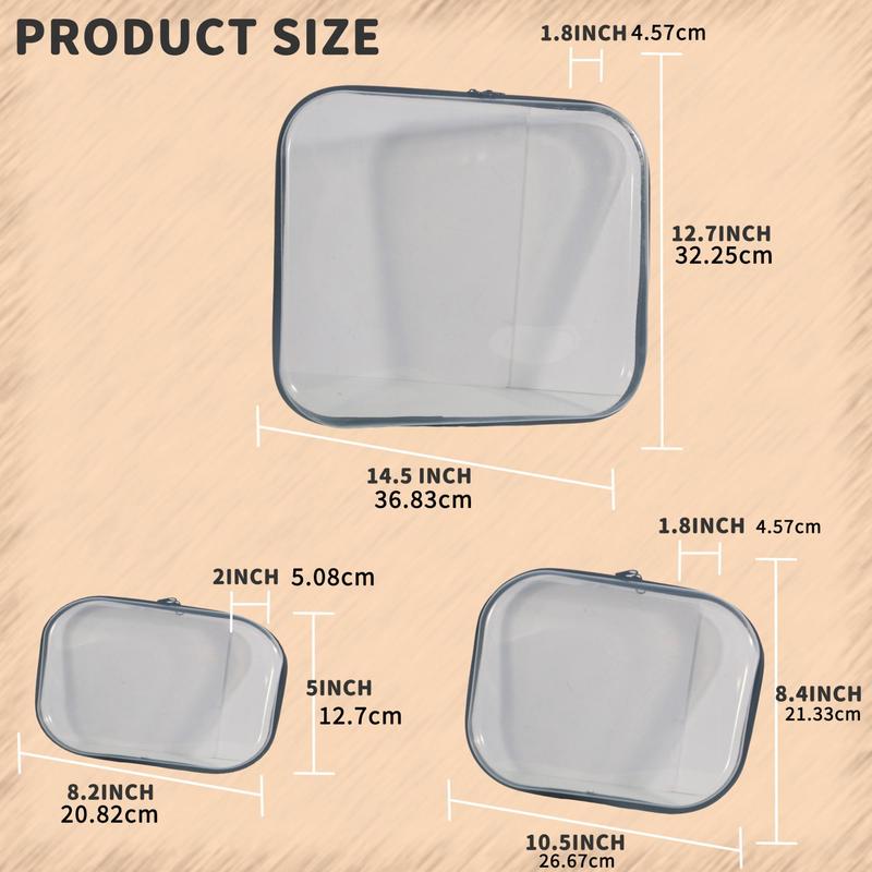 Clear Pvc Zipper Storage Box, 3 Counts/set Portable Waterproof Storage Bag, Plastic Organizer Containers, Multipurpose Storage Case for Pencil Toy Board Game 7