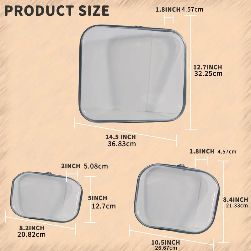 Clear Pvc Zipper Storage Box, 3 Counts/set Portable Waterproof Storage Bag, Plastic Organizer Containers, Multipurpose Storage Case for Pencil Toy Board Game 7
