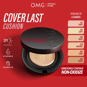 [EXCLUSIVE LEO] OMG Oh My Glam Coverlast Cushion 15g - Cushion Foundation Concealer Skin Tint Make Up - High Coverage Dewy Finish - Poreless Cushion - Glow Cushion - Tahan Lama Hingga 12 Jam Tanpa Oksidasi - Menyamarkan Kemerahan, Bekas Jerawat