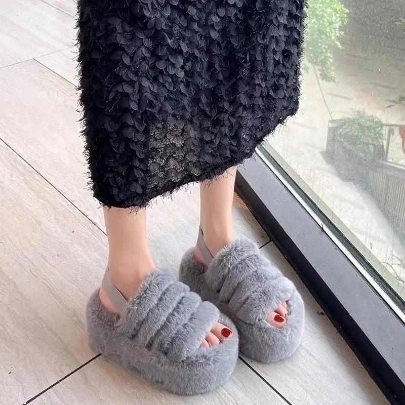 Dép lông quai chun sau đế 6,5cm hách dáng nhiều màu Nữ DéP Shoes 4
