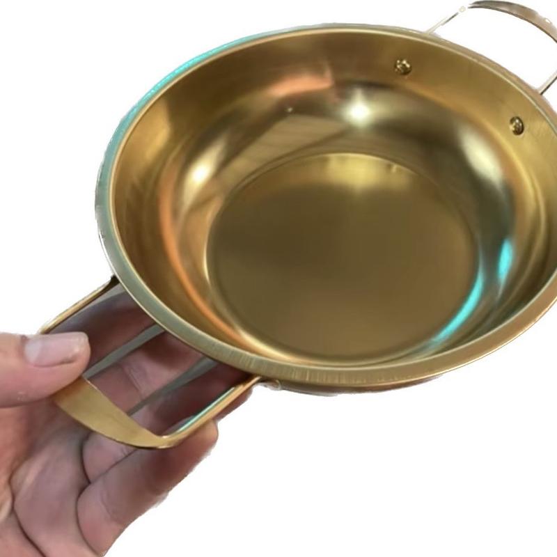 ￼Nồi Lẩu, Mì Cay, Soup- Chảo Nấu Ăn MINI Bằng Thép Không Gỉ Phong Cách Hàn quốc 20CM