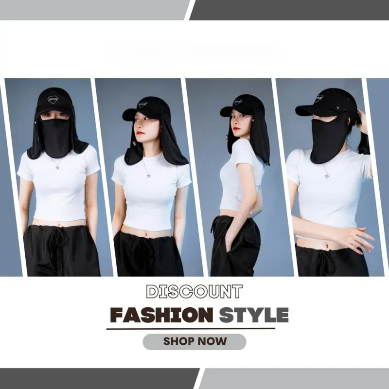 Khăn chống nắng kèm mũ swat f5 màu đen (có thể tháo rời) - Phụ Kiện Nón Mũ đội đầu 7