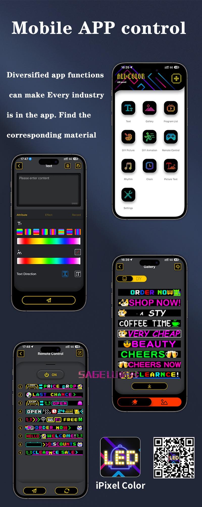 Product Introduction of Multilingual Car LED Matrix Pixel Panel Scrolling Advertising Smart Blue-tooth App Control for Car Truck Devil's Eye Signs Light 48