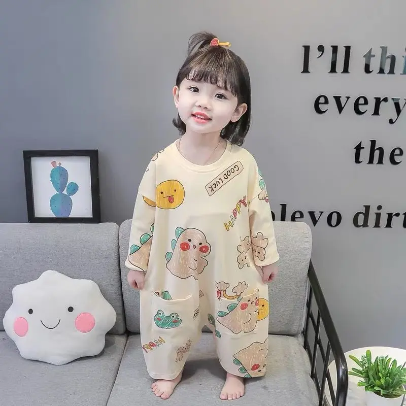 Bộ Đồ Ngủ Một Mảnh Cho Trẻ Em, Chăn Chống Đá Mùa Xuân Và Mùa Thu, Cho Bé Gái Và Bé Trai, Thiết Kế Hoạt Hình Thời Trang, Bộ Đồ Tập Bò Một Mảnh Cho Bé Đồ Mặc Nhà