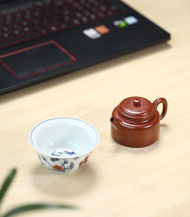 Product Introduction of # Zisha Teapot# Life-Long Fidelity Yixing Zisha Teapot Handmade Famous Authentic Tea Size Capacity Tea Set Suit Yixing Zisha Teapot Wrinkled Cinnabar Single Tea Making Dezhong Teapot 15