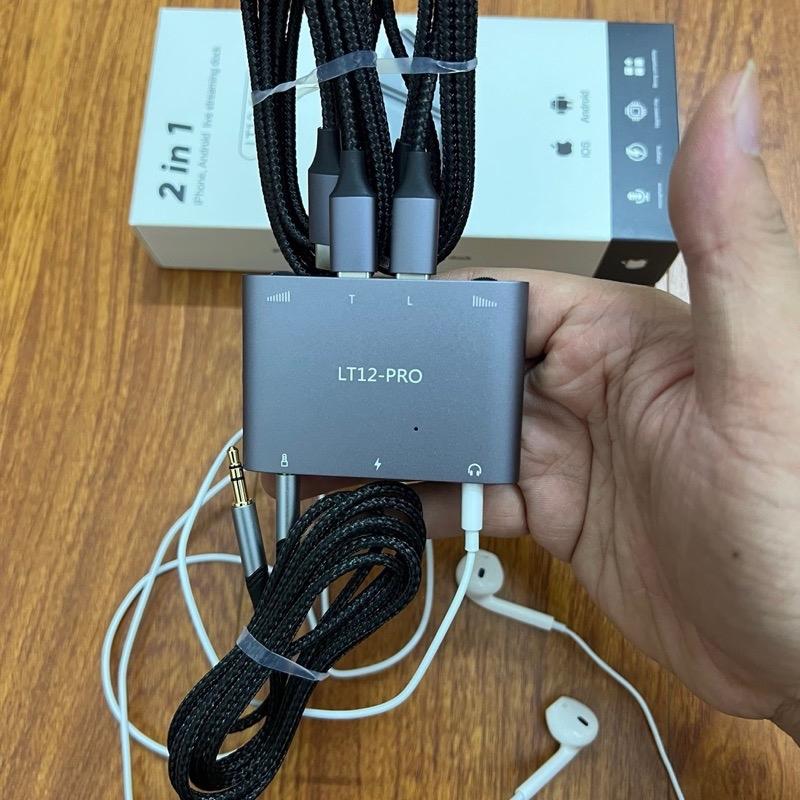 Box livestream STEREO mới nhất LT12 PRO bản nâng cấp 2023 , Dùng cho IP và Type C đầy đủ dây kết nối bảo hành 1 năm