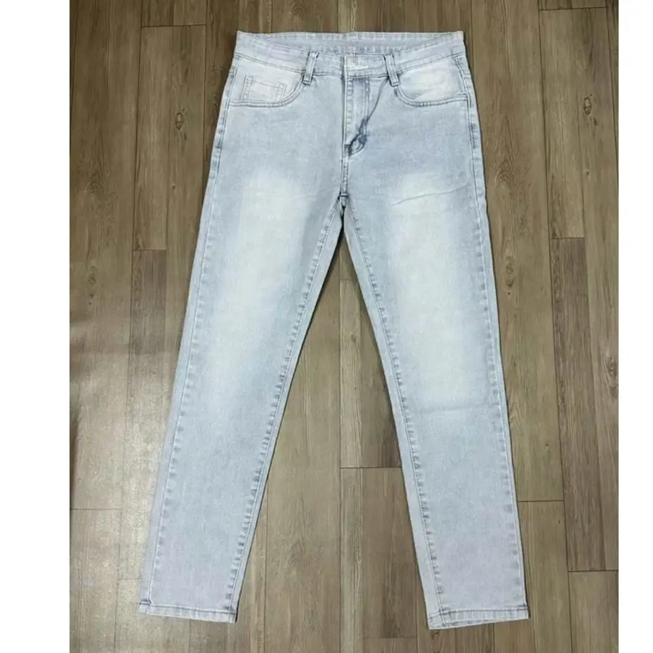 quần bò jean nam dài xanh trơn nhạc kiểu basic nhiều mẫu, chất co giãn tốt mặc đi học đi làm.