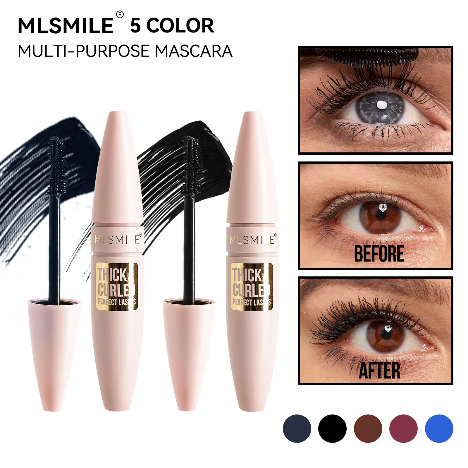 MLSMILE Waterproof Mascara for Bold and Curled Lashes mascara  kening Makeup Cosmetic