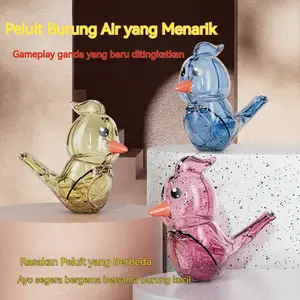 Peluit burung air transparan, mainan anak-anak dengan air, untuk melatih pengucapan otot mulut.