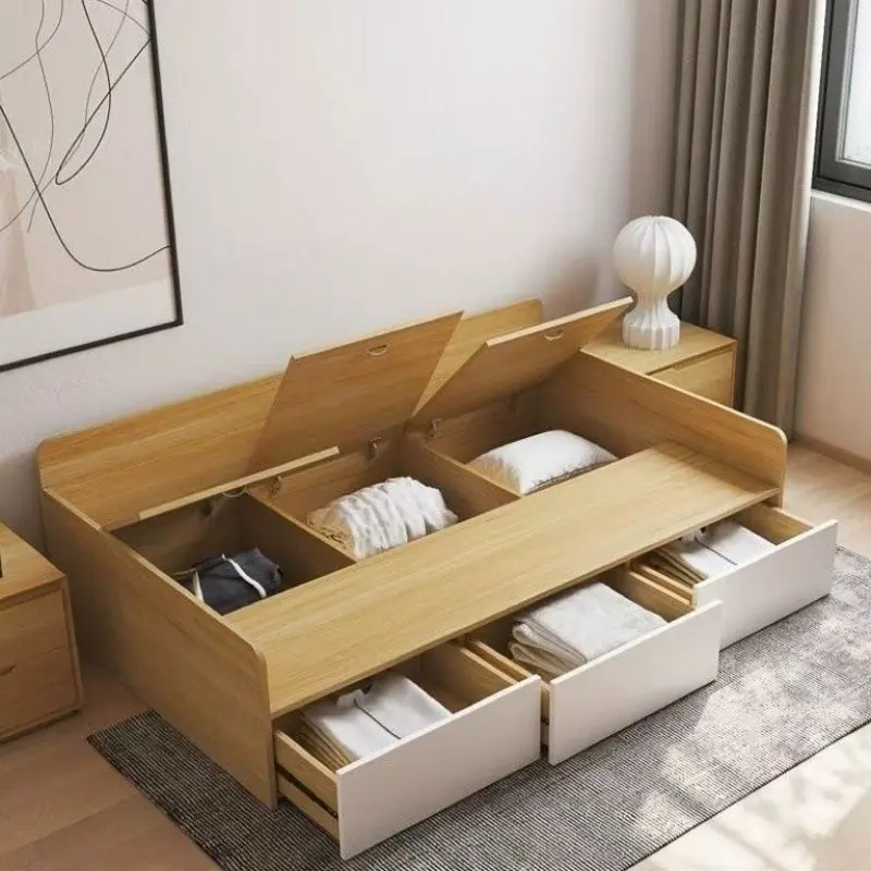 【SG Sellers】Storage Bed Frame Solid Wood Bed Tatami Bed Frame Bed Frame With Storage Single Bed Frame Super Single Bed Frame Queen&King Bed Frame Solid Wood Bed Frame