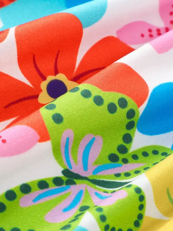 Girl's Floral Print Dress, Casual Round Neck Dress for Summer, Kids Clothes for Daily Wear 6
