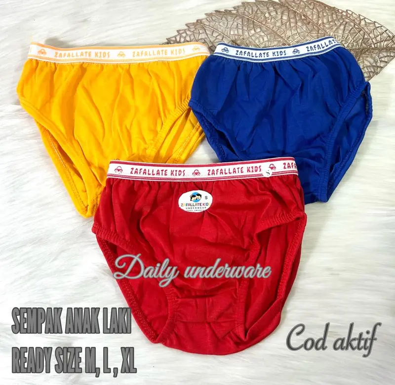 Celana Dalam Anak Laki Polos Bahan Katun Usia 2-9 tahun, Isi 6/12 Fashion 3