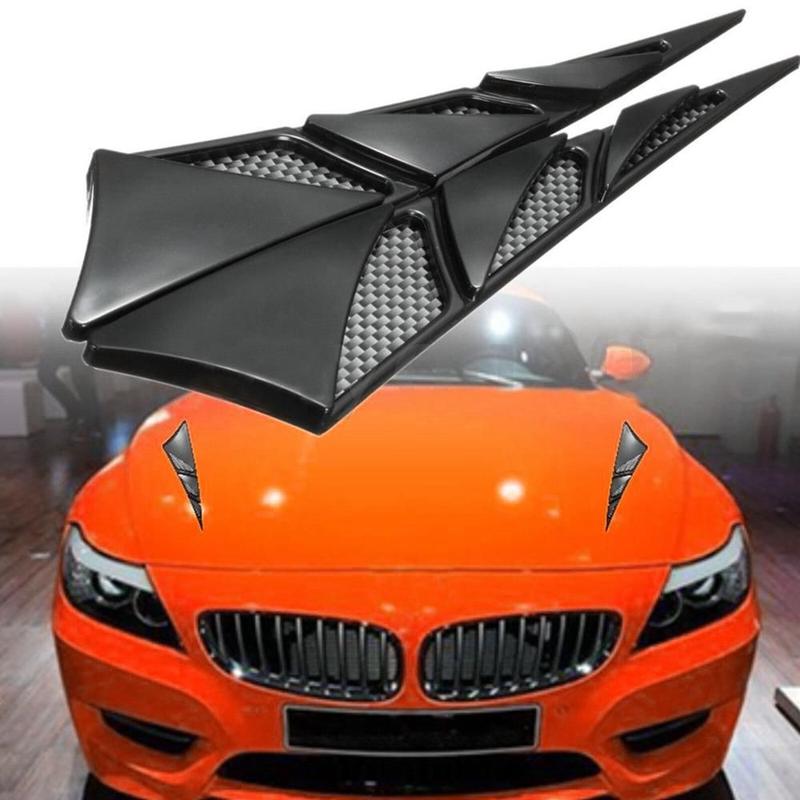 Product Introduction of 1 Pair New Black  Universal Side Flow Car Hood Sticker Vent Cover Decorative Air Intake 24