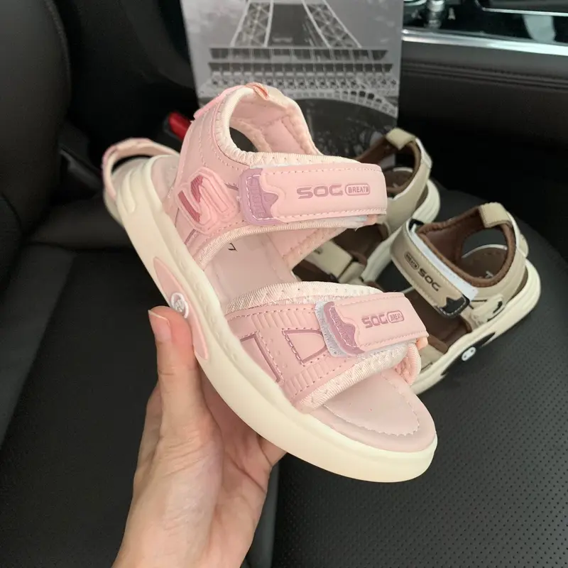Size 27-37 [ƯU ĐÃI] GIÀY SANDAL BÉ TRAI/GÁI Thiết kế đơn giản, đế siêu nhẹ, chống trơn trượt, 2 khoá dán tăng giảm A187 183 1