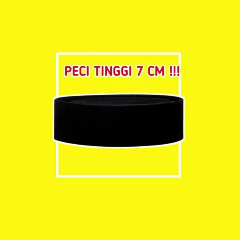 Songkok Hitam Tinggi 6 cm, 7 cm, 8 cm, 9 cm, Peci Hitam Pendek berkualitas bahan tebal dan halus Kopiah 2