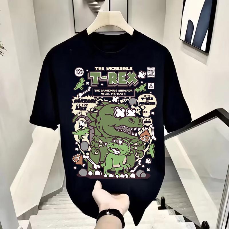 Product Introduction of Kaos Pria Lengan Pendek Motif Migrasi Dinosaurus 100% Katun 4