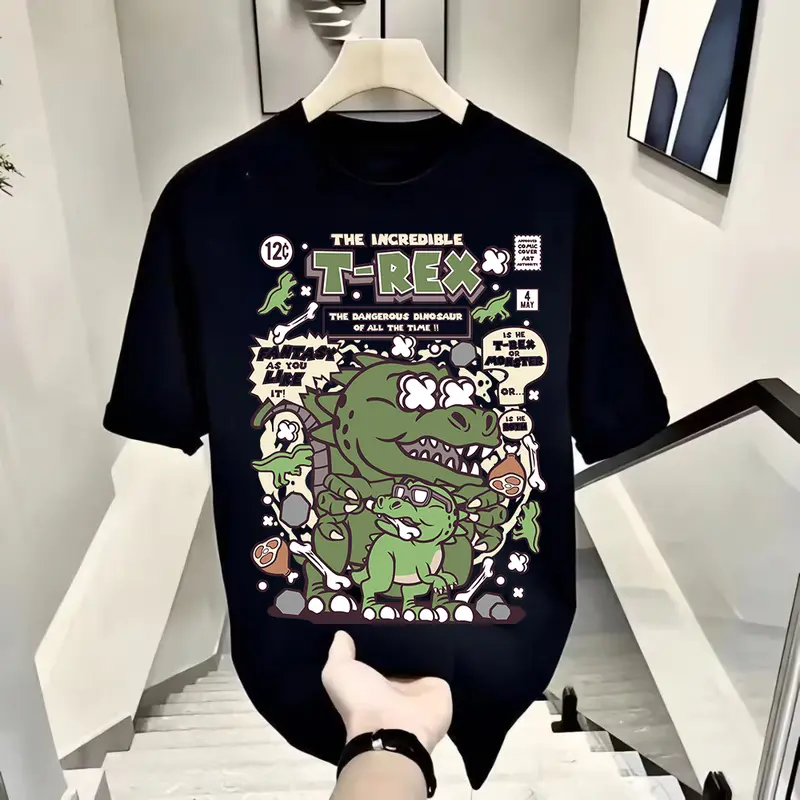 Kaos Pria Lengan Pendek Motif Migrasi Dinosaurus 100% Katun 2