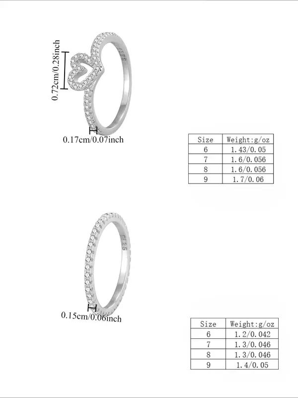 Heart Shaped Rhinestone Decor Promise Ring, Fashion Jewelry for Party, Daily Clothing Decor, Trendy All-match & Exquisite Jewelry for Birthday Gift 1