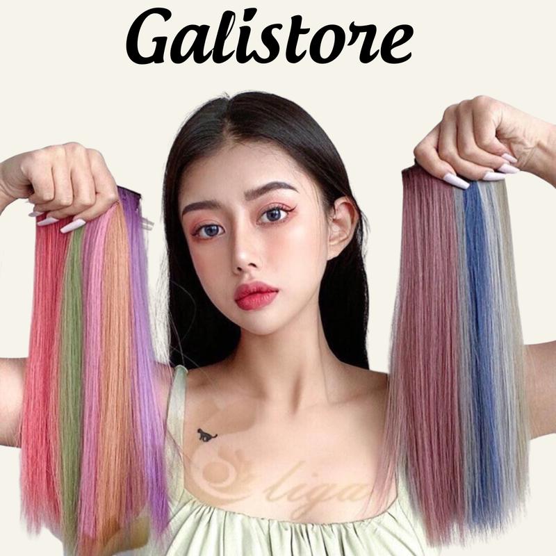 Tóc giả đẹp tóc kẹp dài thẳng light 60cm lọn nhiều màu phong cách Hàn Quốc Galistore Nữ Women Wig