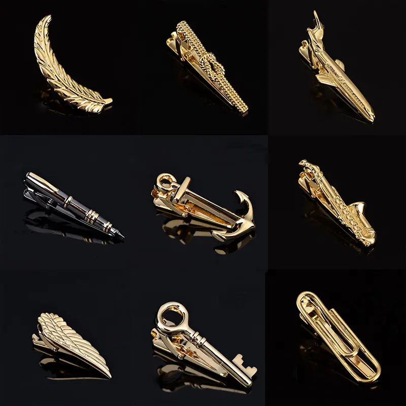 Novelty  Tie Clip Anchor Pen Wings Knife Music Sax Fashion Style Shirt Business Man Jewelry Accessory