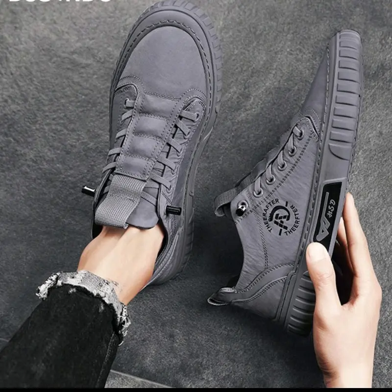 (Cod Bayar Di tempat) Sepatu Sneakers Slip On Pria Kasual Formal Informal Terbaru A-15  Shoes Fashion Korea Kekinian Traveling Outdoor Laki Laki Keren Canvas Sneaker Black 3