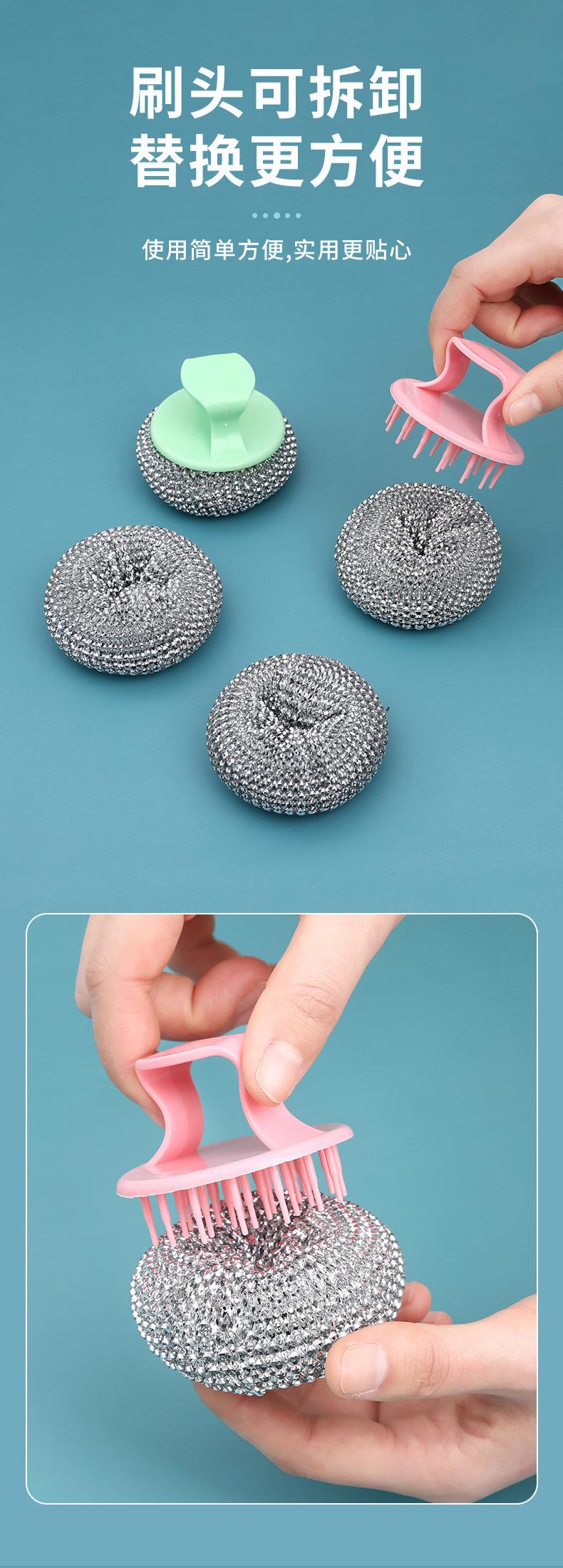 Product Introduction of Steel Wool Ball with Handle, Large Stainless Steel Wire Brush for Home Use, Non-Shedding Cleaning Ball, Kitchen Brush for Washing Pots and Dishes 8