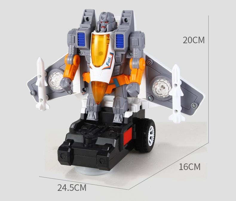 Product Introduction of Children's Electric Universal Deformation Flying Locomotive Light Music Tank Automatic Robot Police Car Toy 16