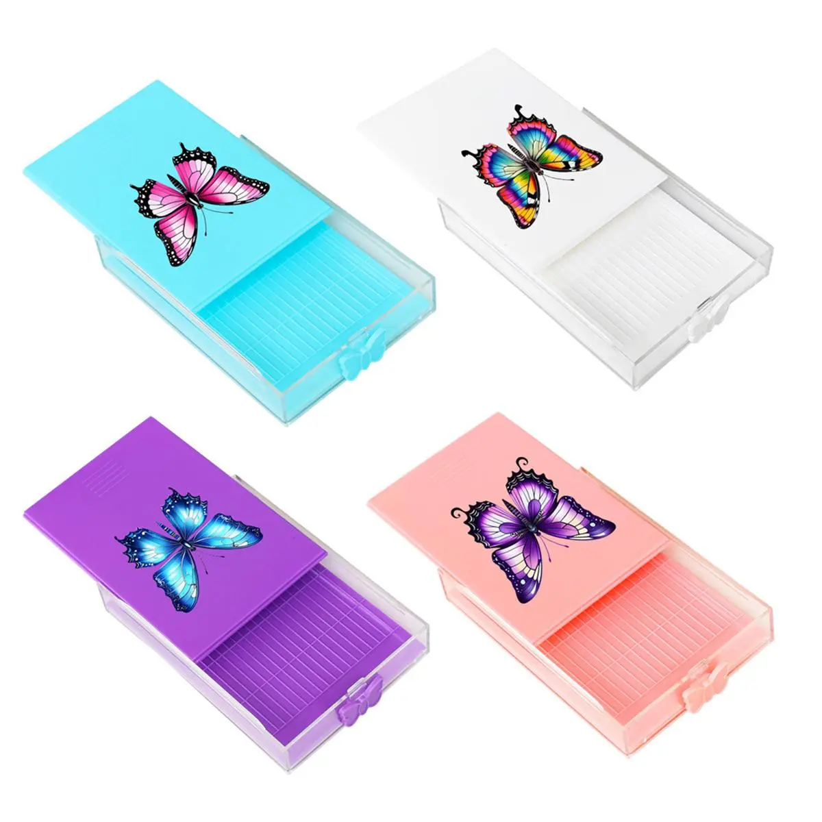 Random Color Butterfly Pattern Pulling Type Tool Tray Kit, 1 Count Diamond Arts Colorful Painting Tool Box, Professional DIY Materials Storage Box