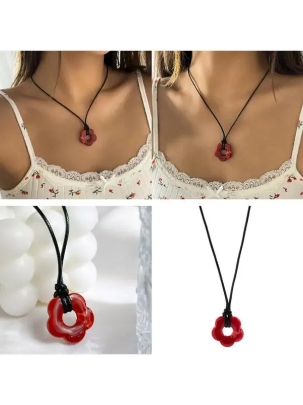 Ins - Vòng Cổ Mặt Dây Chuyền Mận Rỗng Đơn Giản, Phong Cách Hàn Quốc, Thời Trang, Tiểu Thuyết, Linh Hoạt Năng, Vòng Cổ Hoa Acrylic Cho Nữ 7